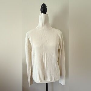 Cotton Coldwater Creek Ivory Ribbed Sweater